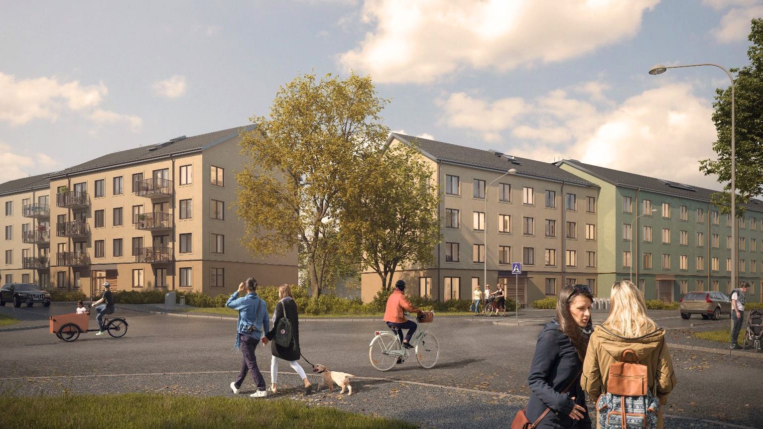 Visionsbild över Stockholmshusen i Solberga där Ebab varit med och stöttat i projekteringsfasen och medverkat som byggledare i genomförandet