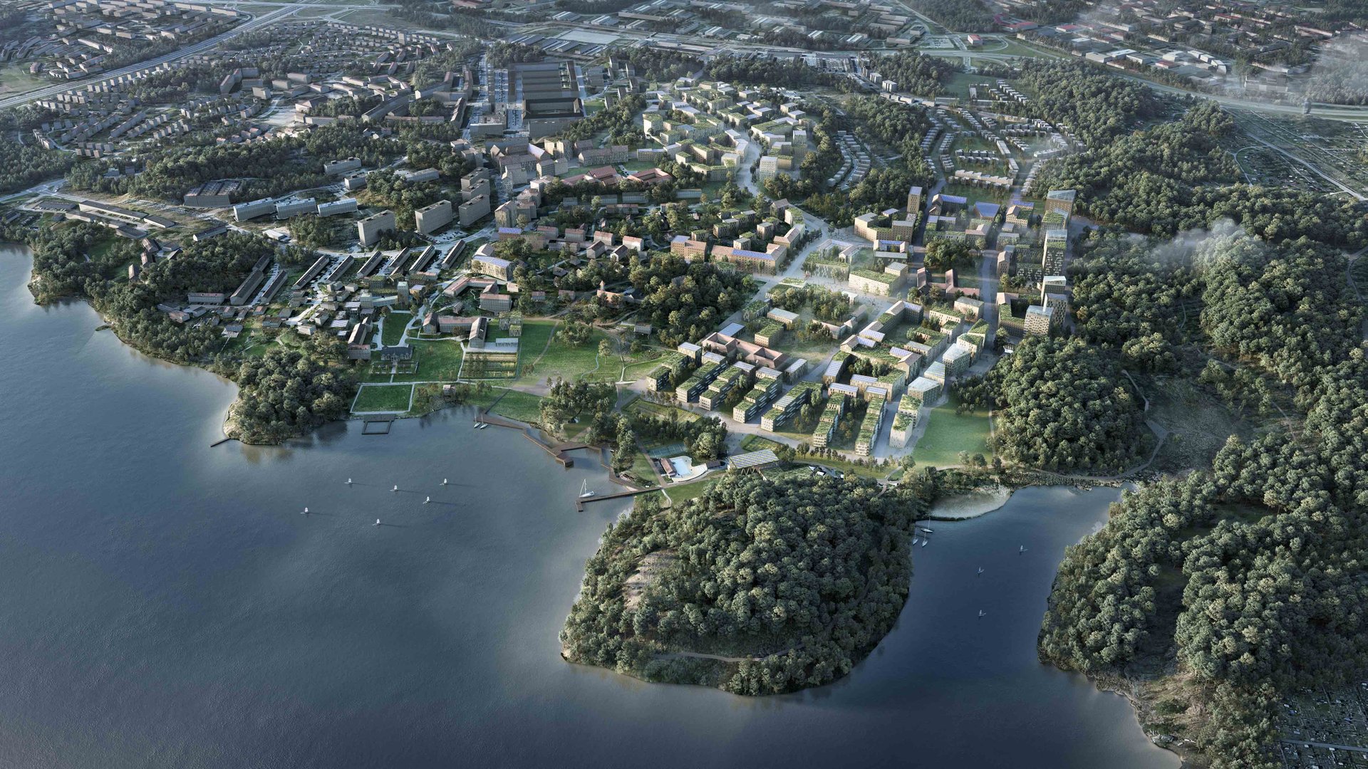 Perspektiv över Stora Sköndal